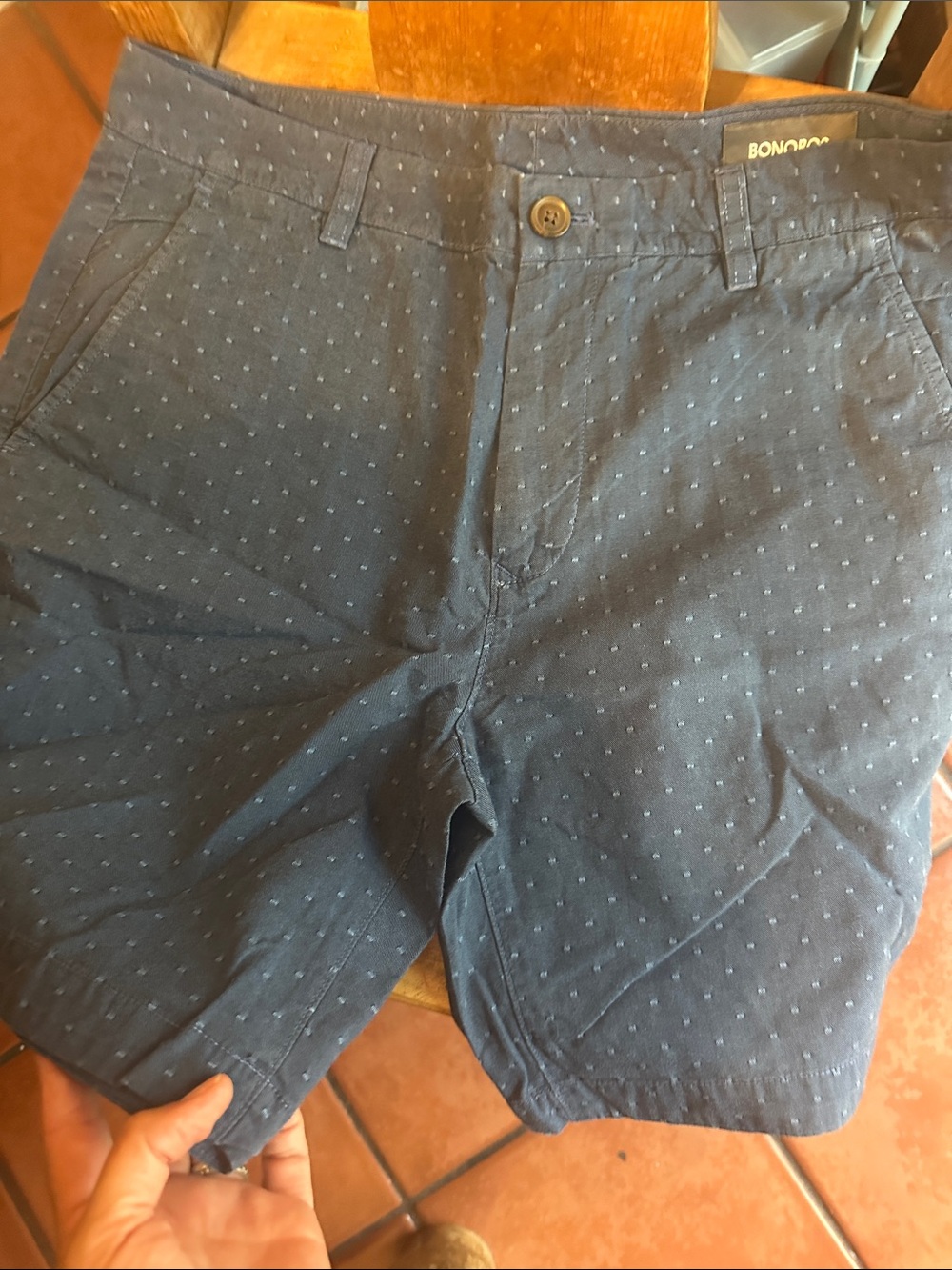 Bonobos Navy Micro-Dot Flat Front Shorts